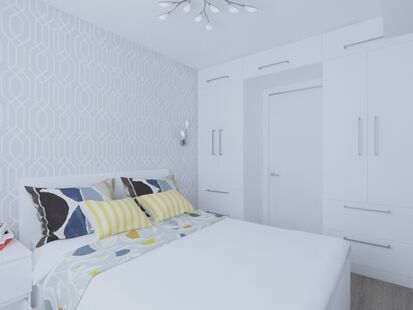 Фото № 2: Дизайн-проект четырехкомнатной квартиры 60.35  м² Скандинавский стиль для ЖК Московский