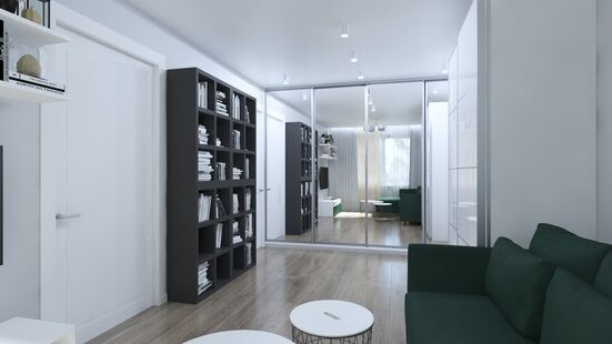 Фото № 6: Дизайн-проект четырехкомнатной квартиры 60.35  м² Скандинавский стиль для ЖК Московский