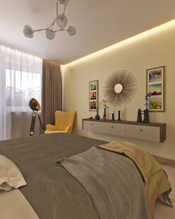 Фото № 6: Дизайн-проект трехкомнатной квартиры 69.02  м² Скандинавский стиль для ЖК Московский