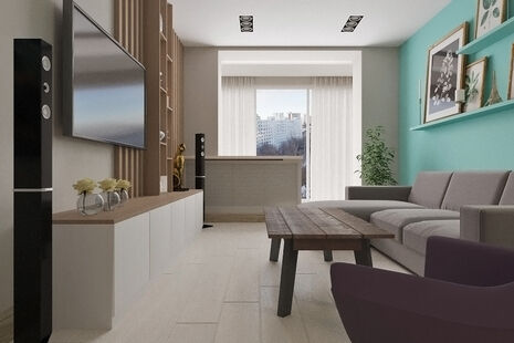 Фото № 4: Дизайн-проект трехкомнатной квартиры 69.02  м² Скандинавский стиль для ЖК Московский