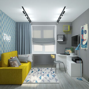 Фото № 5: Дизайн-проект трехкомнатной квартиры 50.9  м² Стиль Американская классика для ЖК Московский