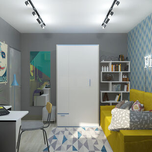 Фото № 3: Дизайн-проект трехкомнатной квартиры 50.9  м² Стиль Американская классика для ЖК Московский