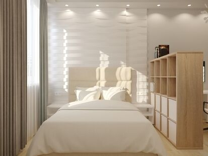 Фото № 2: Дизайн-проект однокомнатной квартиры 37.01  м² Стиль Модернизм для ЖК Московский