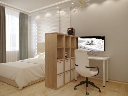 Фото № 4: Дизайн-проект однокомнатной квартиры 37.01  м² Стиль Модернизм для ЖК Московский