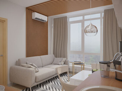 Фото № 5: Дизайн-проект двухкомнатной квартиры 37.0  м² Стиль Модернизм для ЖК Московский