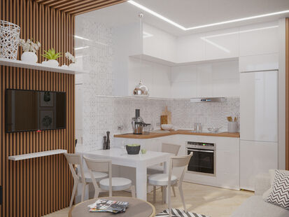 Фото № 6: Дизайн-проект двухкомнатной квартиры 37.0  м² Стиль Модернизм для ЖК Московский