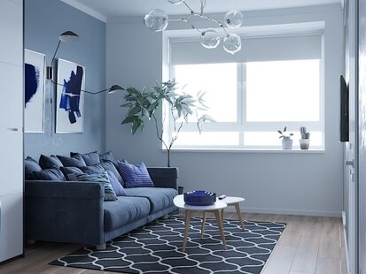 Фото № 1: Дизайн-проект двухкомнатной квартиры 49.3  м² Стиль Американская классика для ЖК Московский