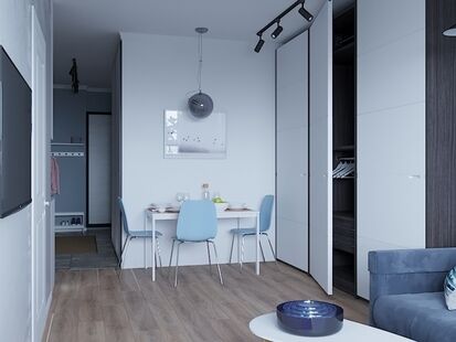 Фото № 2: Дизайн-проект двухкомнатной квартиры 49.3  м² Стиль Американская классика для ЖК Московский