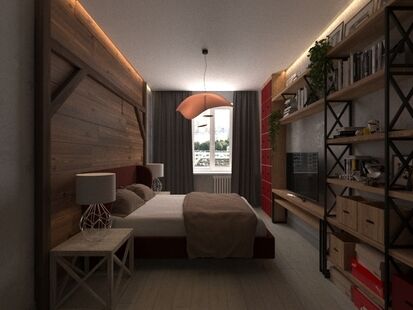 Фото № 5: Дизайн-проект однокомнатной квартиры 64.7  м² Стиль Лофт для ЖК Московский