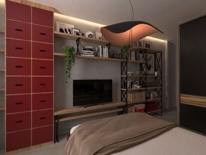 Фото № 2: Дизайн-проект однокомнатной квартиры 64.7  м² Стиль Лофт для ЖК Московский