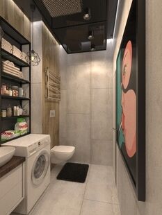 Фото № 6: Дизайн-проект однокомнатной квартиры 64.7  м² Стиль Лофт для ЖК Московский