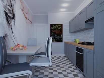 Фото № 2: Дизайн-проект однокомнатной квартиры 47.08  м² Стиль Контемпорари для ЖК Московский