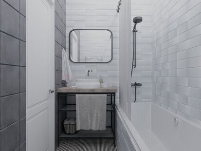 Фото № 5: Дизайн-проект однокомнатной квартиры 47.08  м² Стиль Контемпорари для ЖК Московский