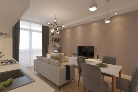 Фото № 4: Дизайн-проект однокомнатной квартиры 44.03  м² Стиль Модернизм для ЖК Московский