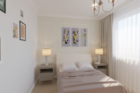 Фото № 2: Дизайн-проект однокомнатной квартиры 44.03  м² Стиль Модернизм для ЖК Московский