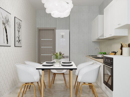 Фото № 3: Дизайн-проект двухкомнатной квартиры 62.21  м² Стиль Контемпорари для ЖК Солнцево парк