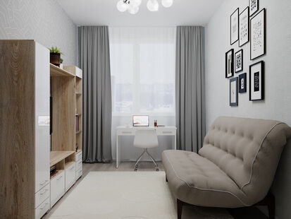 Фото № 2: Дизайн-проект двухкомнатной квартиры 62.21  м² Стиль Контемпорари для ЖК Солнцево парк