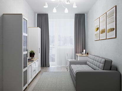 Фото № 4: Дизайн-проект двухкомнатной квартиры 62.21  м² Стиль Контемпорари для ЖК Солнцево парк