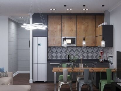 Фото № 4: Дизайн-проект трехкомнатной квартиры 68.3  м² Стиль Лофт для ЖК Перовский