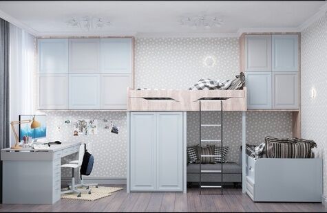 Фото № 3: Дизайн-проект трехкомнатной квартиры 68.3  м² Стиль Лофт для ЖК Перовский