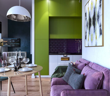 Фото № 1: Дизайн-проект квартиры-студии 31.0  м² Стиль Этнический для ЖК Московский