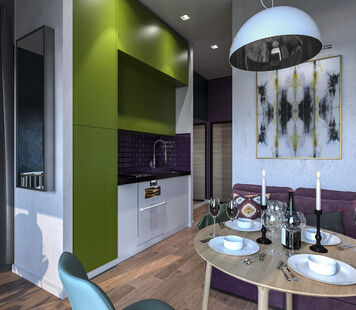 Фото № 2: Дизайн-проект квартиры-студии 31.0  м² Стиль Этнический для ЖК Московский