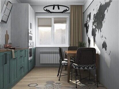 Фото № 2: Дизайн-проект однокомнатной квартиры 42.25  м² Скандинавский стиль для ЖК Московский