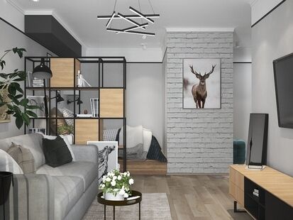 Фото № 5: Дизайн-проект однокомнатной квартиры 42.25  м² Скандинавский стиль для ЖК Московский