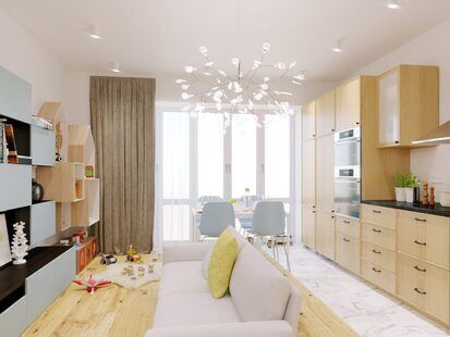 Фото № 1: Дизайн-проект евро трехкомнатной квартиры 71.56  м² Скандинавский стиль для ЖК Стрижи Сити