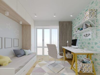 Фото № 6: Дизайн-проект евро трехкомнатной квартиры 71.56  м² Скандинавский стиль для ЖК Стрижи Сити