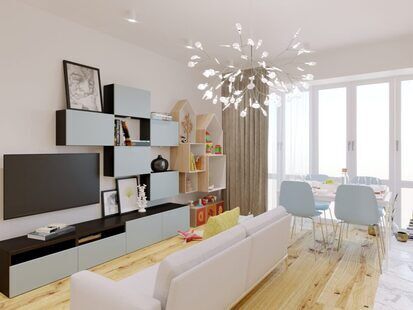 Фото № 3: Дизайн-проект евро трехкомнатной квартиры 71.56  м² Скандинавский стиль для ЖК Стрижи Сити