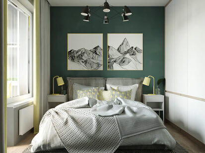 Фото № 1: Дизайн-проект однокомнатной квартиры 39.32  м² Современный стиль для ЖК Солнечный район