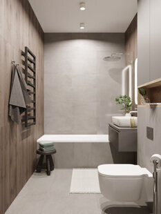 Фото № 3: Дизайн-проект однокомнатной квартиры 39.32  м² Современный стиль для ЖК Солнечный район