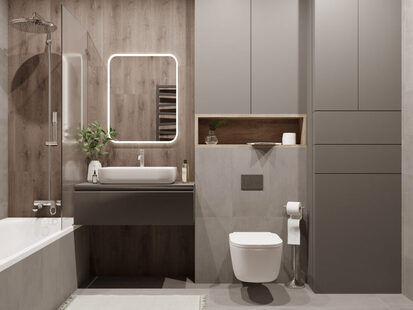 Фото № 6: Дизайн-проект однокомнатной квартиры 39.32  м² Современный стиль для ЖК Солнечный район