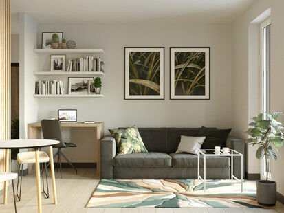 Фото № 1: Дизайн-проект квартиры-студии 27.16  м² стиль Современная классика для ЖК Солнечный район