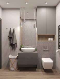 Фото № 5: Дизайн-проект квартиры-студии 27.16  м² стиль Современная классика для ЖК Солнечный район