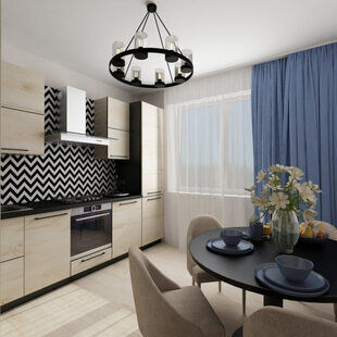 Фото № 3: Дизайн-проект двухкомнатной квартиры 58.7  м² Эко-стиль для ЖК Мичуринский