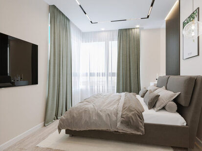 Фото № 5: Дизайн-проект трехкомнатной квартиры 86.54  м² Скандинавский стиль для ЖК Солнечный район