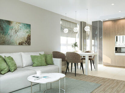 Фото № 2: Дизайн-проект трехкомнатной квартиры 86.54  м² Скандинавский стиль для ЖК Солнечный район