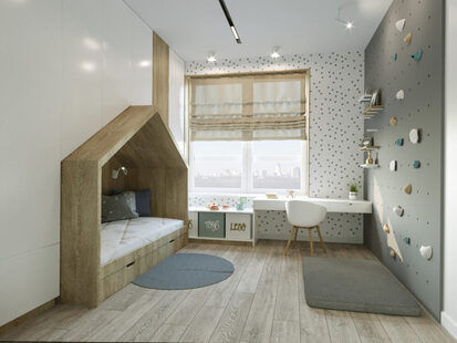 Фото № 4: Дизайн-проект трехкомнатной квартиры 86.54  м² Скандинавский стиль для ЖК Солнечный район