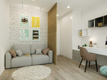 Фото № 6: Дизайн-проект трехкомнатной квартиры 86.54  м² Скандинавский стиль для ЖК Солнечный район