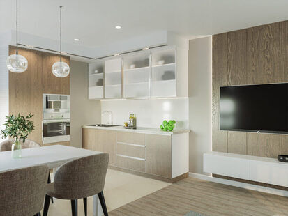 Фото № 3: Дизайн-проект трехкомнатной квартиры 86.54  м² Скандинавский стиль для ЖК Солнечный район