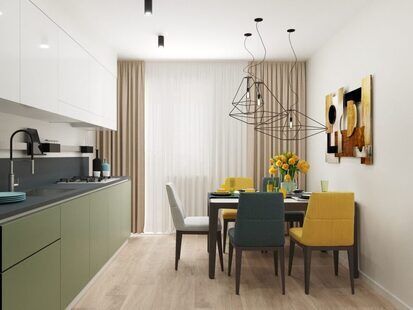 Фото № 6: Дизайн-проект двухкомнатной квартиры 62.54  м² Современный стиль для ЖК «MatrЁshka city»