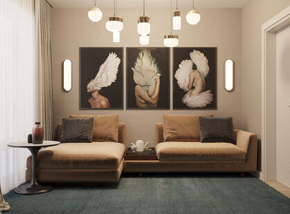 Фото № 5: Дизайн-проект трехкомнатной квартиры 65.82  м² стиль Модернизм для ЖК Стрижи Сити