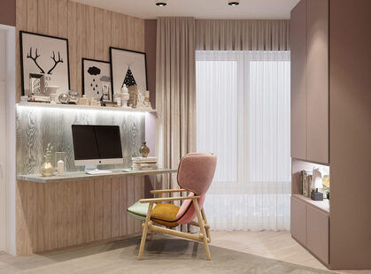 Фото № 6: Дизайн-проект трехкомнатной квартиры 65.82  м² стиль Модернизм для ЖК Стрижи Сити