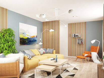 Фото № 3: Дизайн-проект однокомнатной квартиры 83.46  м² Современный стиль для ЖК MatrЁshka city