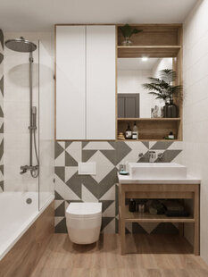 Фото № 2: Дизайн-проект однокомнатной квартиры 35.9  м² Скандинавский стиль для ЖК Дельфин