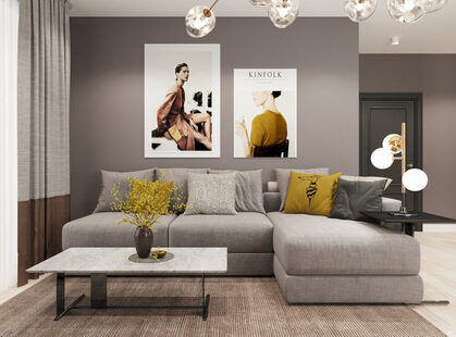 Фото № 1: Дизайн-проект двухкомнатной квартиры 58.66  м² стиль Модернизм для ЖК Стрижи Сити