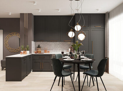 Фото № 3: Дизайн-проект двухкомнатной квартиры 58.66  м² стиль Модернизм для ЖК Стрижи Сити