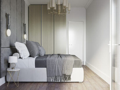 Фото № 5: Дизайн-проект евро двухкомнатной квартиры 44.35  м² стиль Современная классика для ЖК Этто